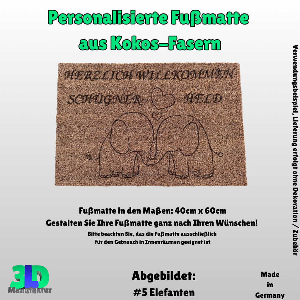 Personalisierte Kokos-Fußmatte mit Familiennamen, oder frei Wählbaren Sprüchen.