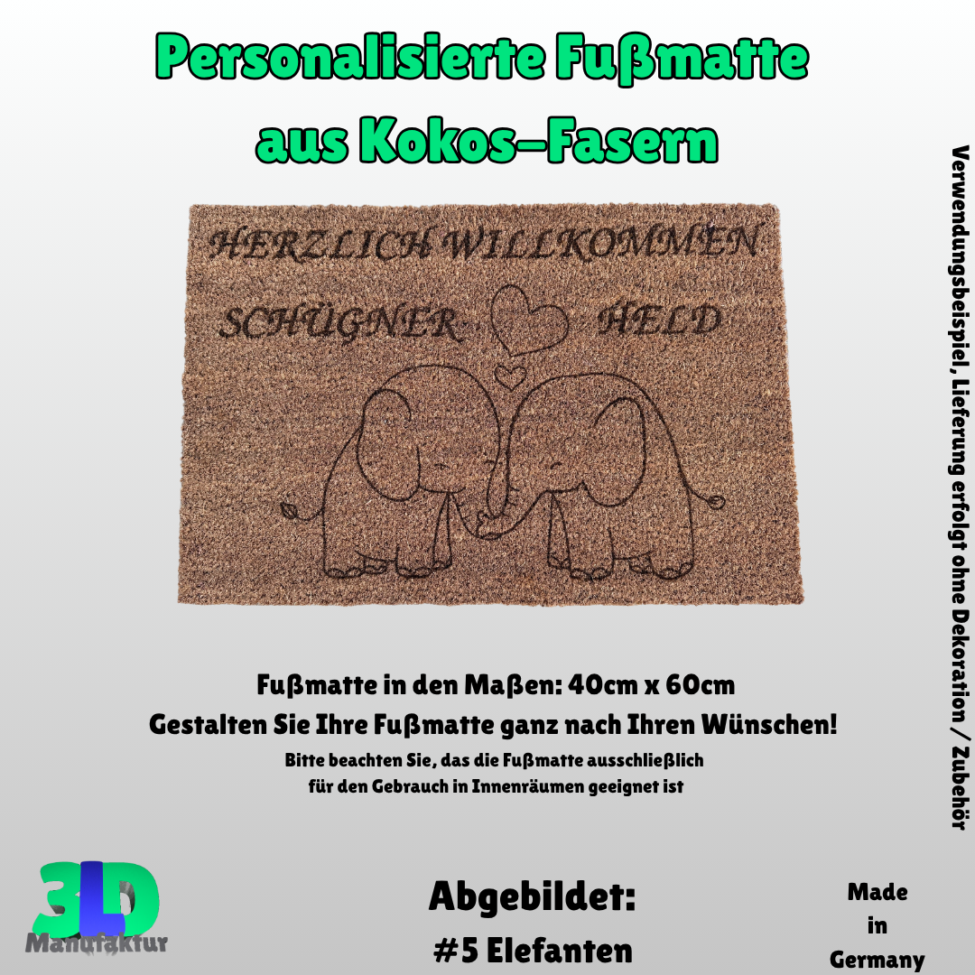 Personalisierte Kokos-Fußmatte mit Familiennamen, oder frei Wählbaren Sprüchen.