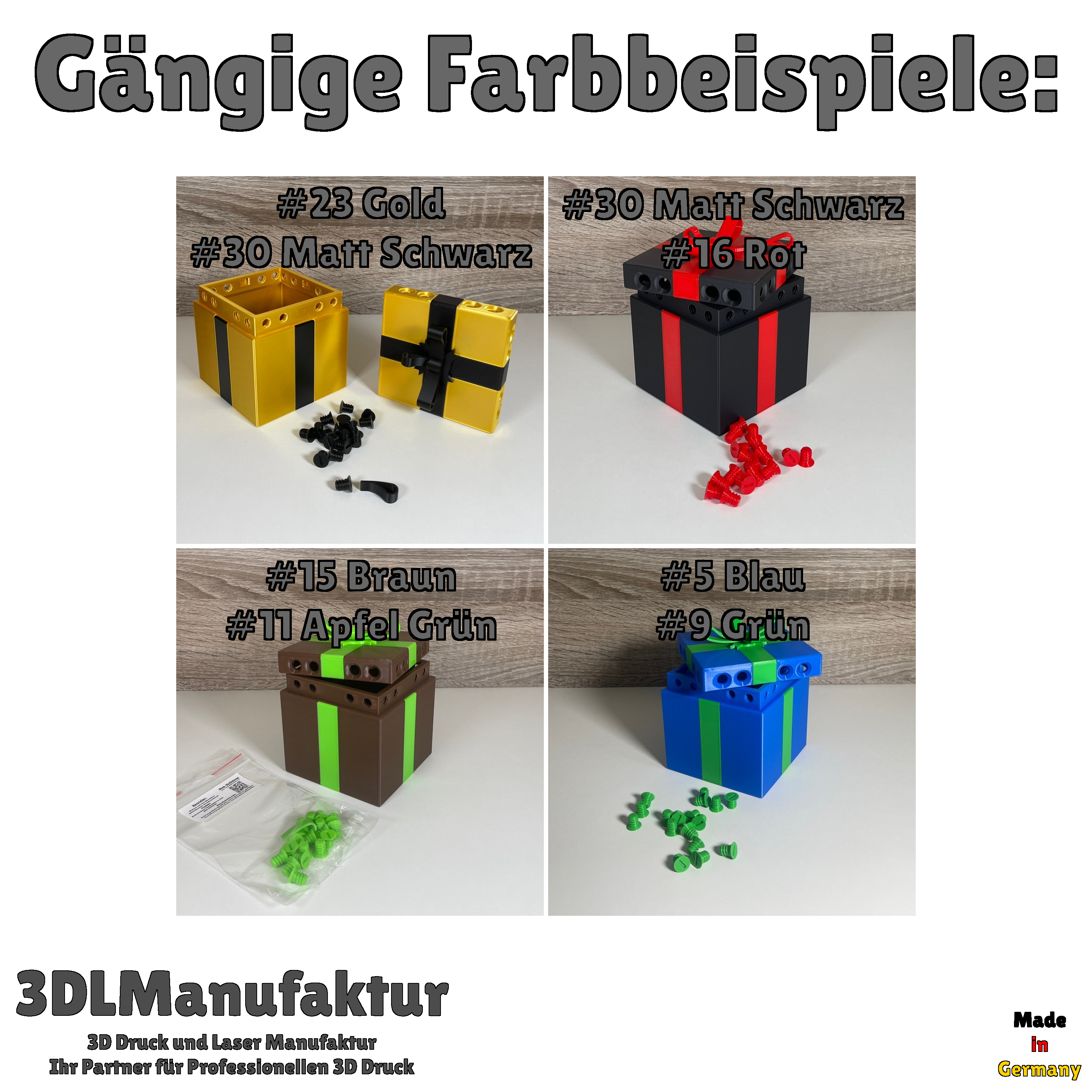 Geschenkbox mit Drehverschluss & 16 Schrauben - Verriegelbare Aufbewahrungsbox, Schmuckbox, DIY Geschenkidee - Geschenkverpackung