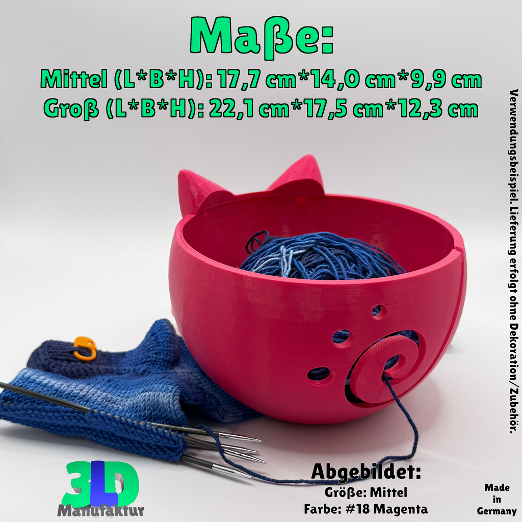 Ab 17,95 Euro | Katzengarnschale mit Katzengesicht - Wolle Schale für Stricken & Häkeln, Dekoration und Geschenkidee für Katzenliebhaber