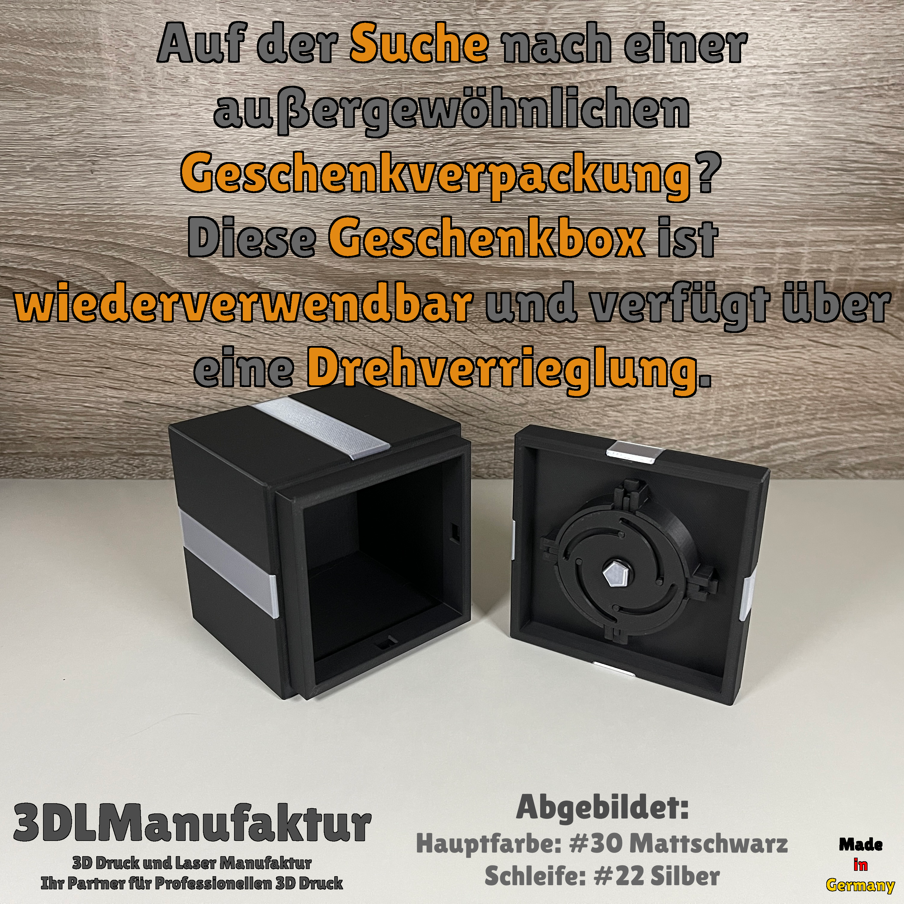 Geschenkbox mit Drehverriegelung - sichere Aufbewahrung, edles Design, Geschenkidee für Geburtstag, Hochzeit, Jubiläum