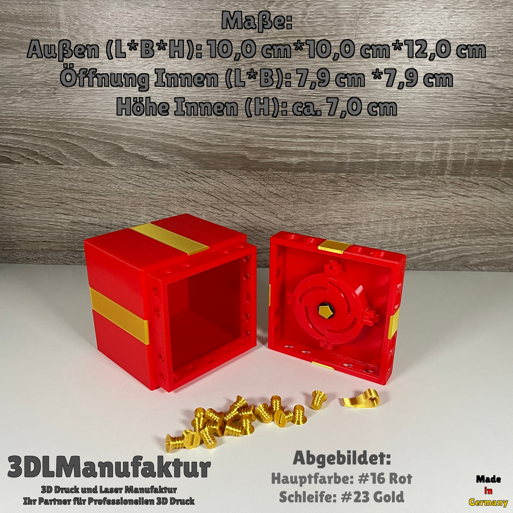 Geschenkbox mit Drehverschluss & 16 Schrauben - Verriegelbare Aufbewahrungsbox, Schmuckbox, DIY Geschenkidee - Geschenkverpackung