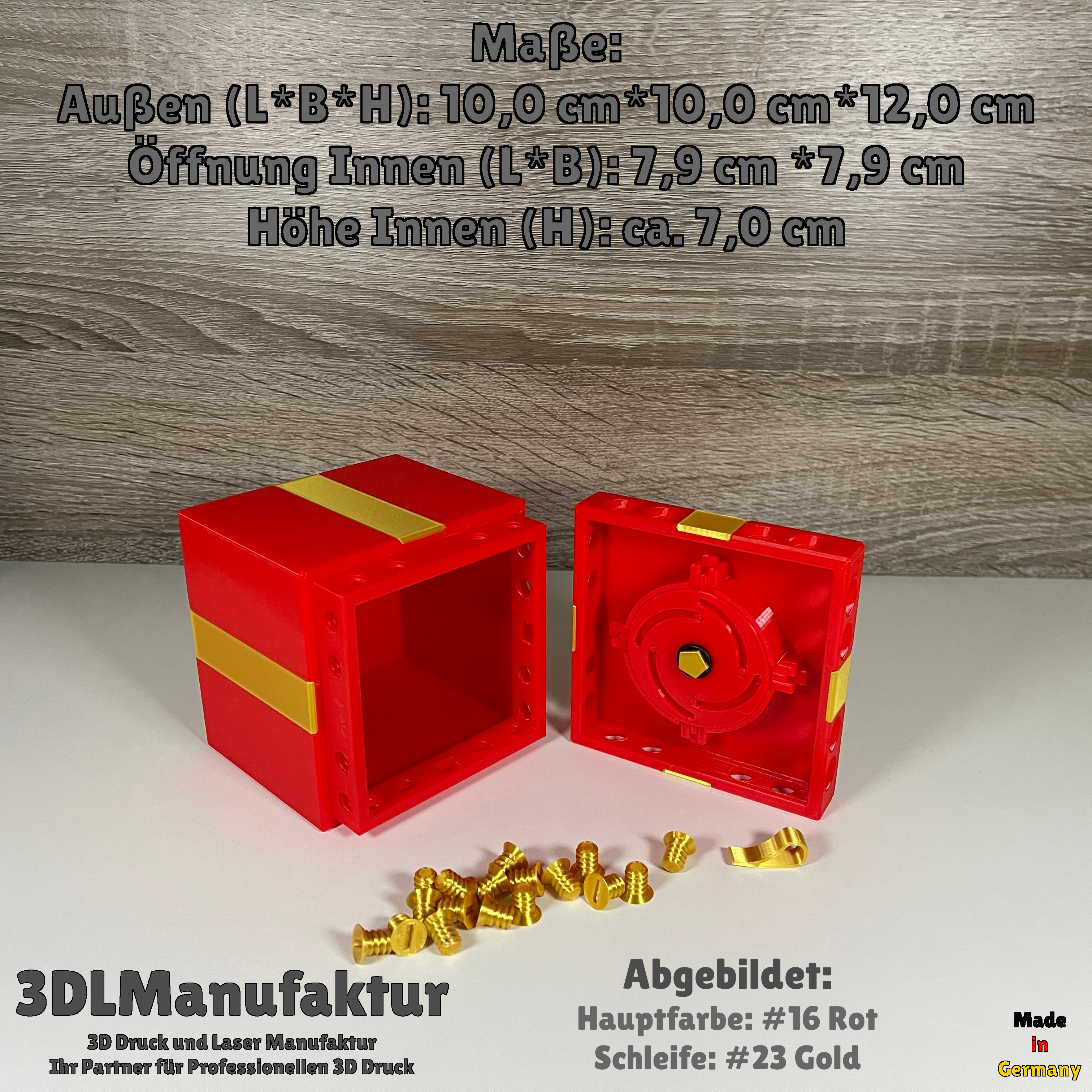 Geschenkbox mit Drehverschluss & 16 Schrauben - Verriegelbare Aufbewahrungsbox, Schmuckbox, DIY Geschenkidee - Geschenkverpackung