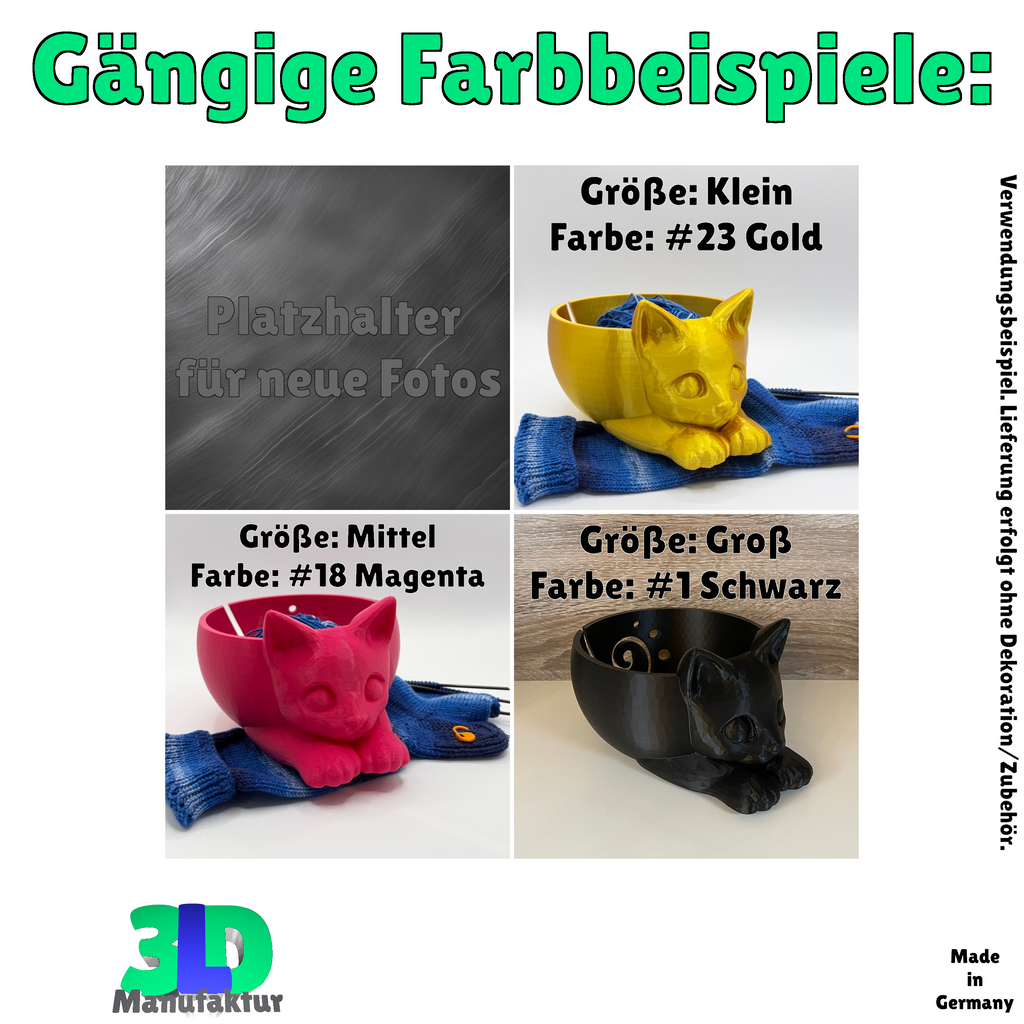 Ab 17,95 Euro | Katzengarnschale mit Katzengesicht - Wolle Schale für Stricken & Häkeln, Dekoration und Geschenkidee für Katzenliebhaber
