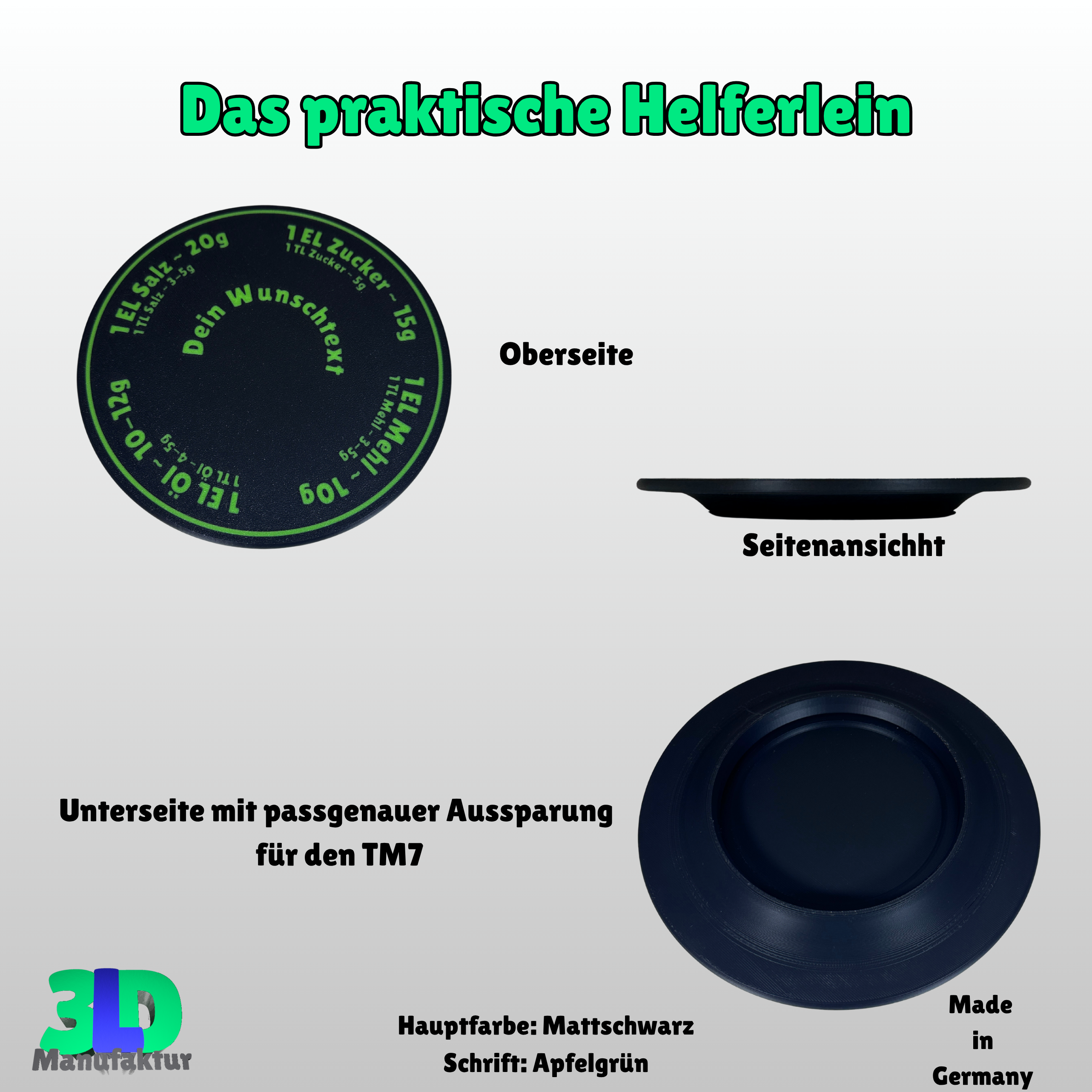 Thermomix TM7 Waagenaufsatz – Zubehör zum Wiegen ohne Topf – 3D-Druck Platte – Küchenhelfer – Geschenk für Thermomix-Fans und Kochliebhaber