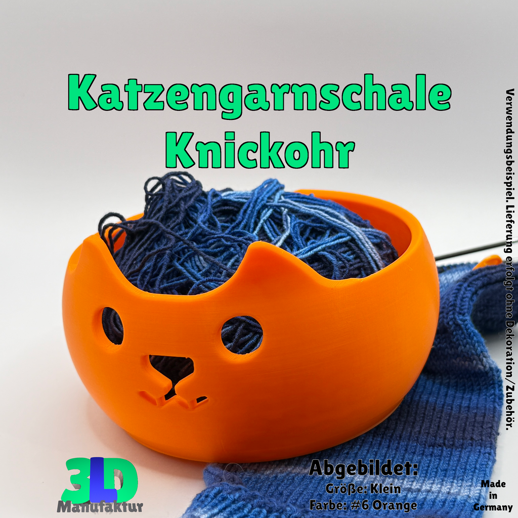 Ab 15,95 Euro | Katzengarnschale mit Knickohr - Strickkatze, Garnhalter für Wolle, Handarbeit Zubehör, Geschenk für Katzenfreunde