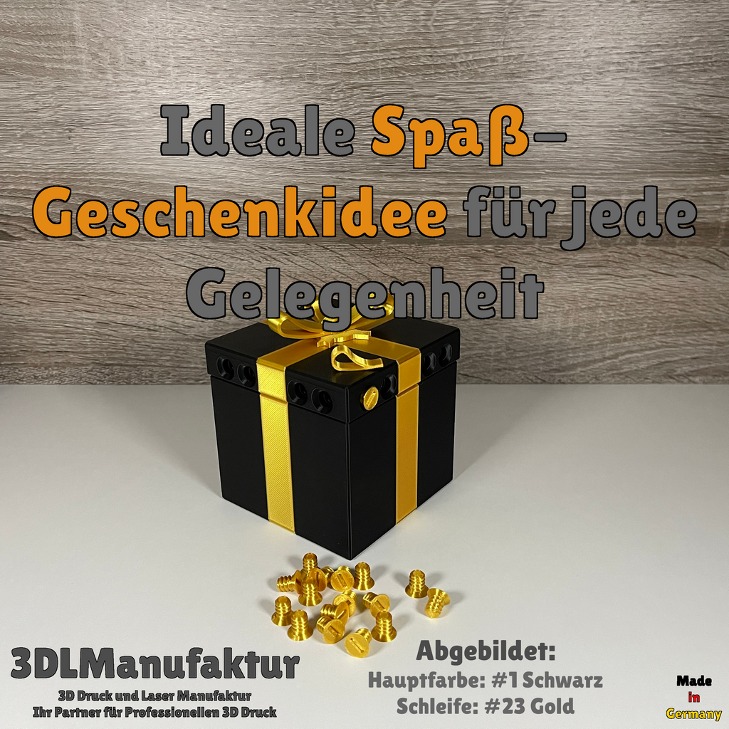 Geschenkbox mit Drehverschluss & 16 Schrauben - Verriegelbare Aufbewahrungsbox, Schmuckbox, DIY Geschenkidee - Geschenkverpackung