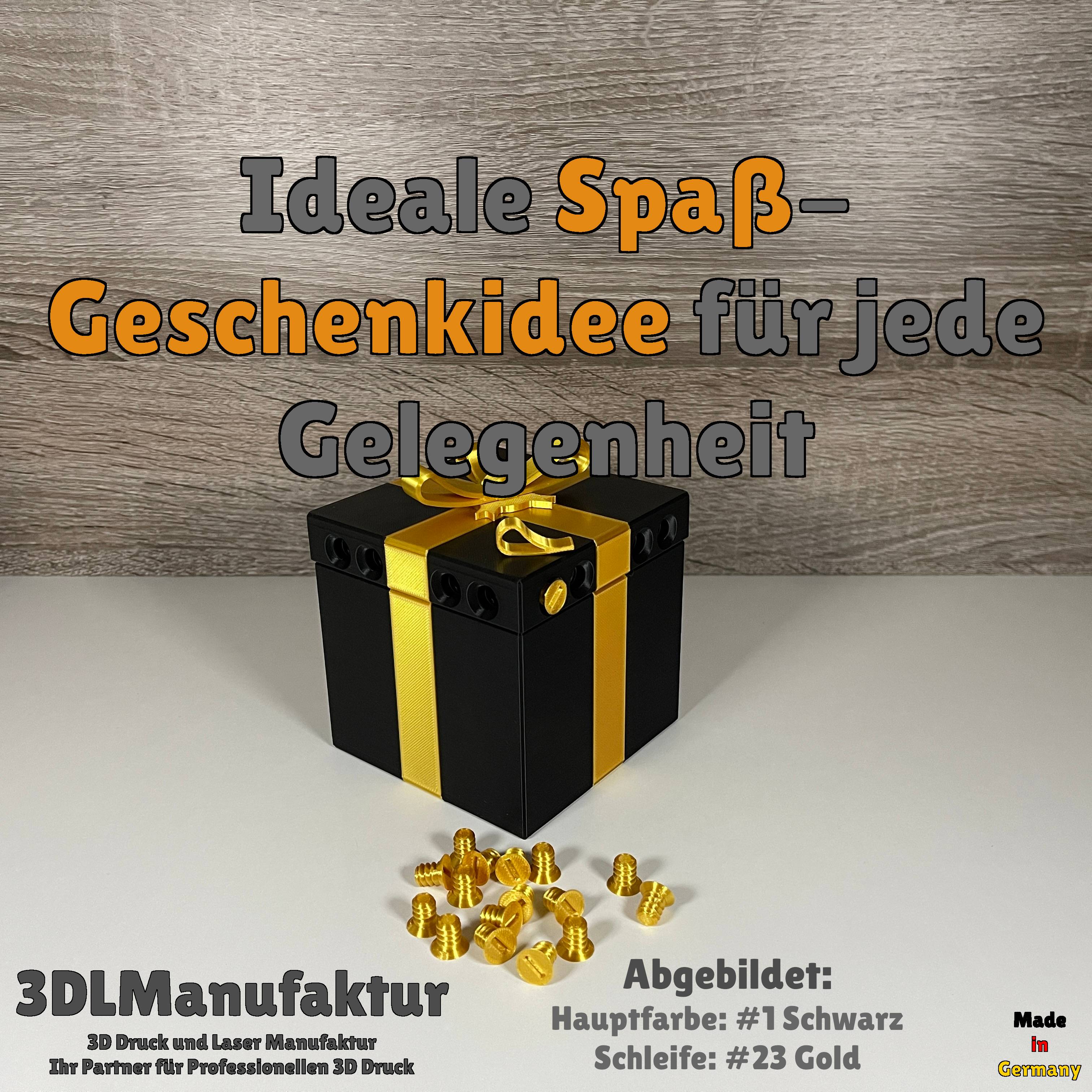 Geschenkbox mit Drehverschluss & 16 Schrauben - Verriegelbare Aufbewahrungsbox, Schmuckbox, DIY Geschenkidee - Geschenkverpackung
