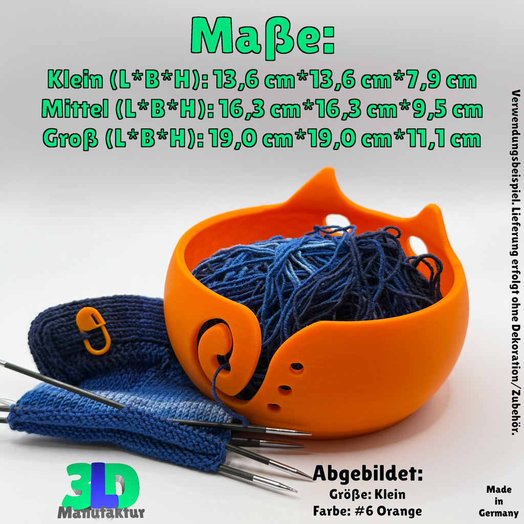 Ab 15,95 Euro | Katzengarnschale mit Knickohr - Strickkatze, Garnhalter für Wolle, Handarbeit Zubehör, Geschenk für Katzenfreunde