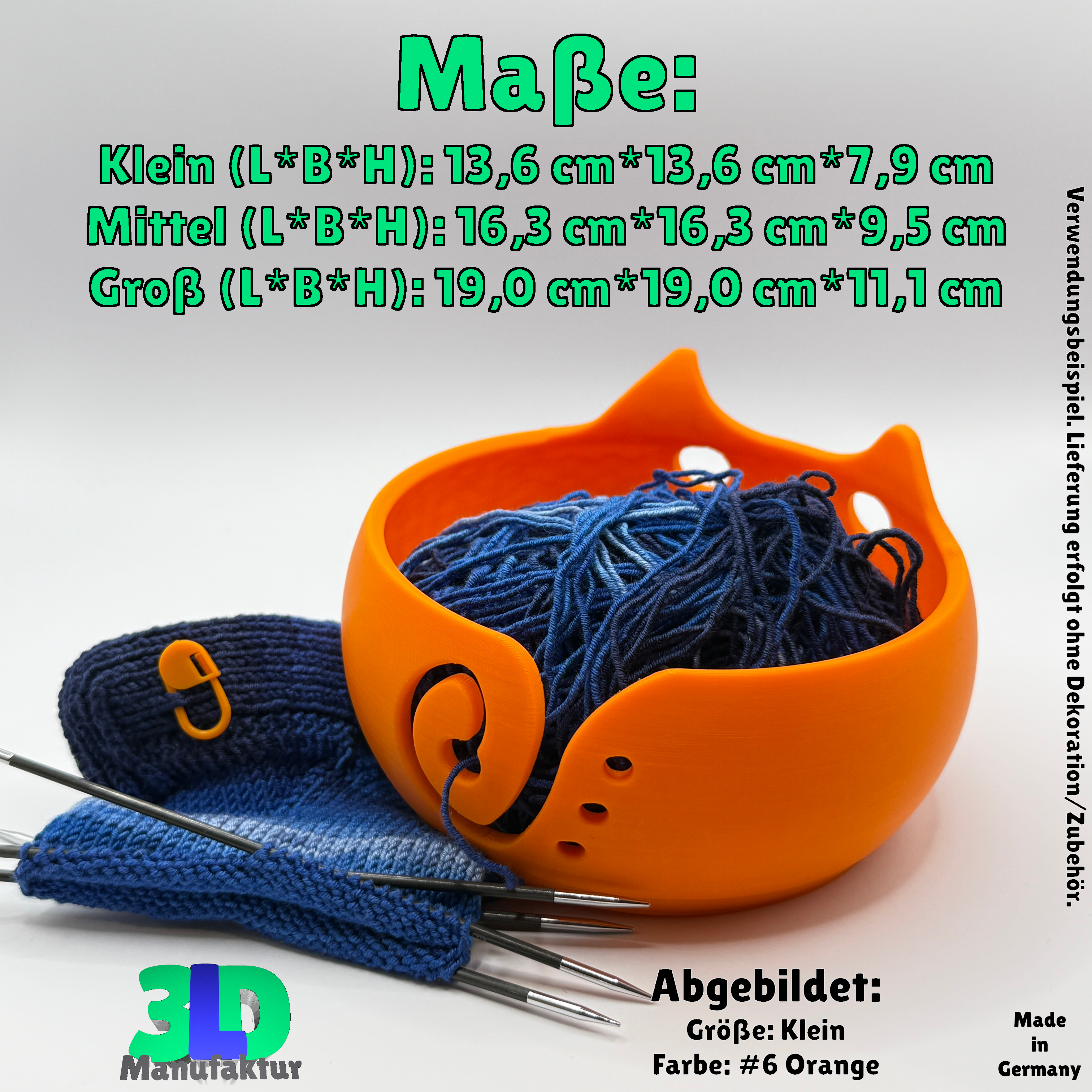 Ab 15,95 Euro | Katzengarnschale mit Knickohr - Strickkatze, Garnhalter für Wolle, Handarbeit Zubehör, Geschenk für Katzenfreunde