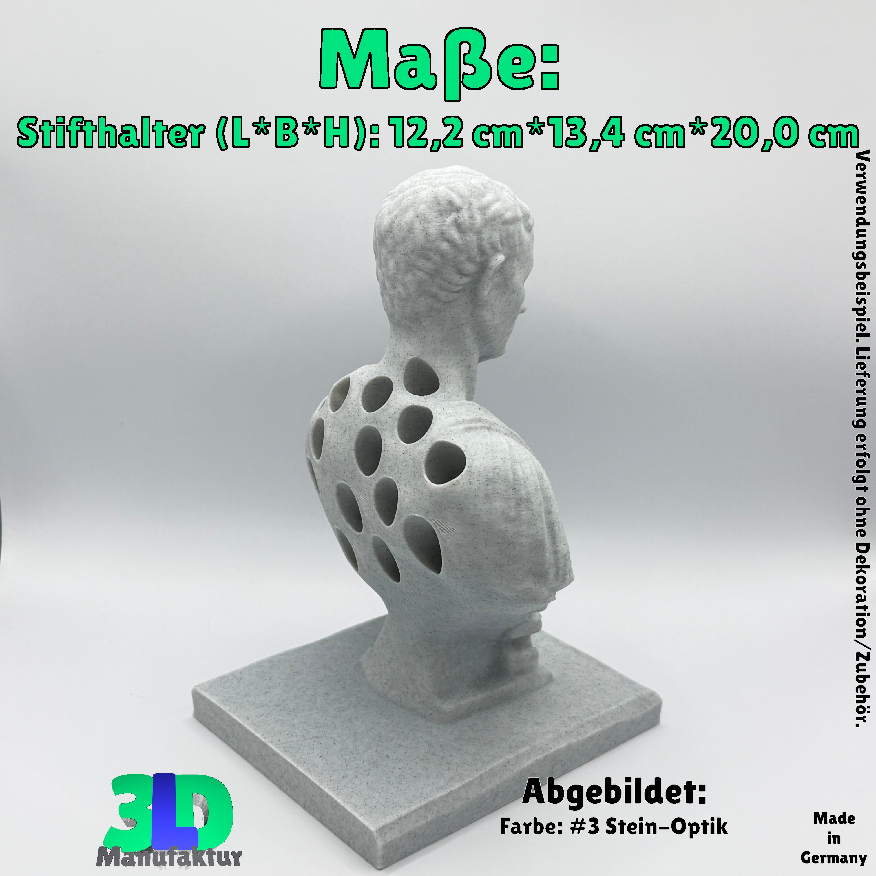 Julius Cäsar - Augustus - Stiftehalter - Büste im antiken Design, Schreibtisch Organizer, Stifte Halter, Geschenkidee