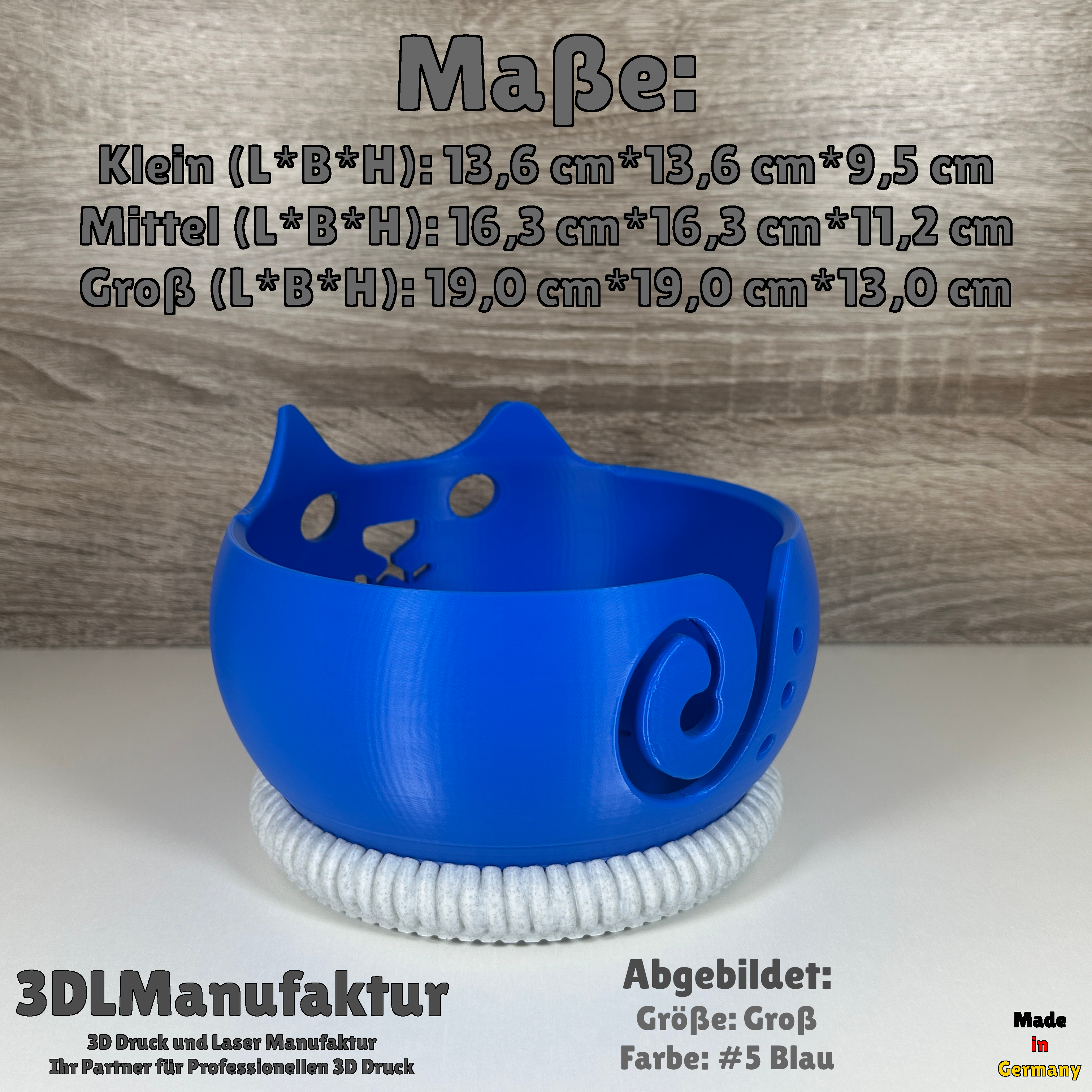 Ab 24,95 Euro | Katzengarnschale mit Knickohr extra Schwer Strickkatze, Garnhalter für Wolle, Handarbeit Zubehör, Geschenk für Katzenfreunde