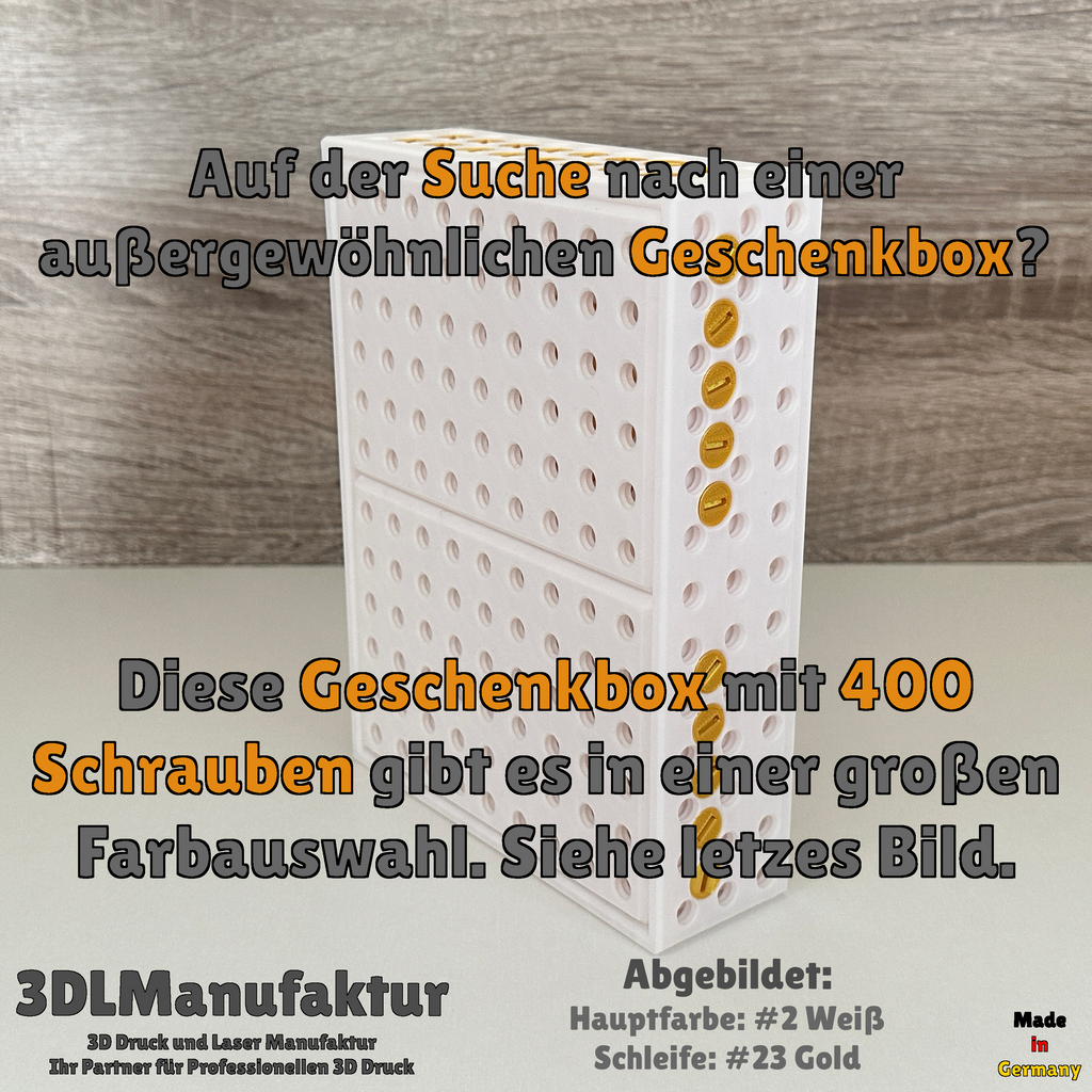 400 Schrauben Geschenkbox - Fertig zum Befüllen, Unterhaltung beim Auseinanderschrauben, Kreatives Handwerker Geschenk