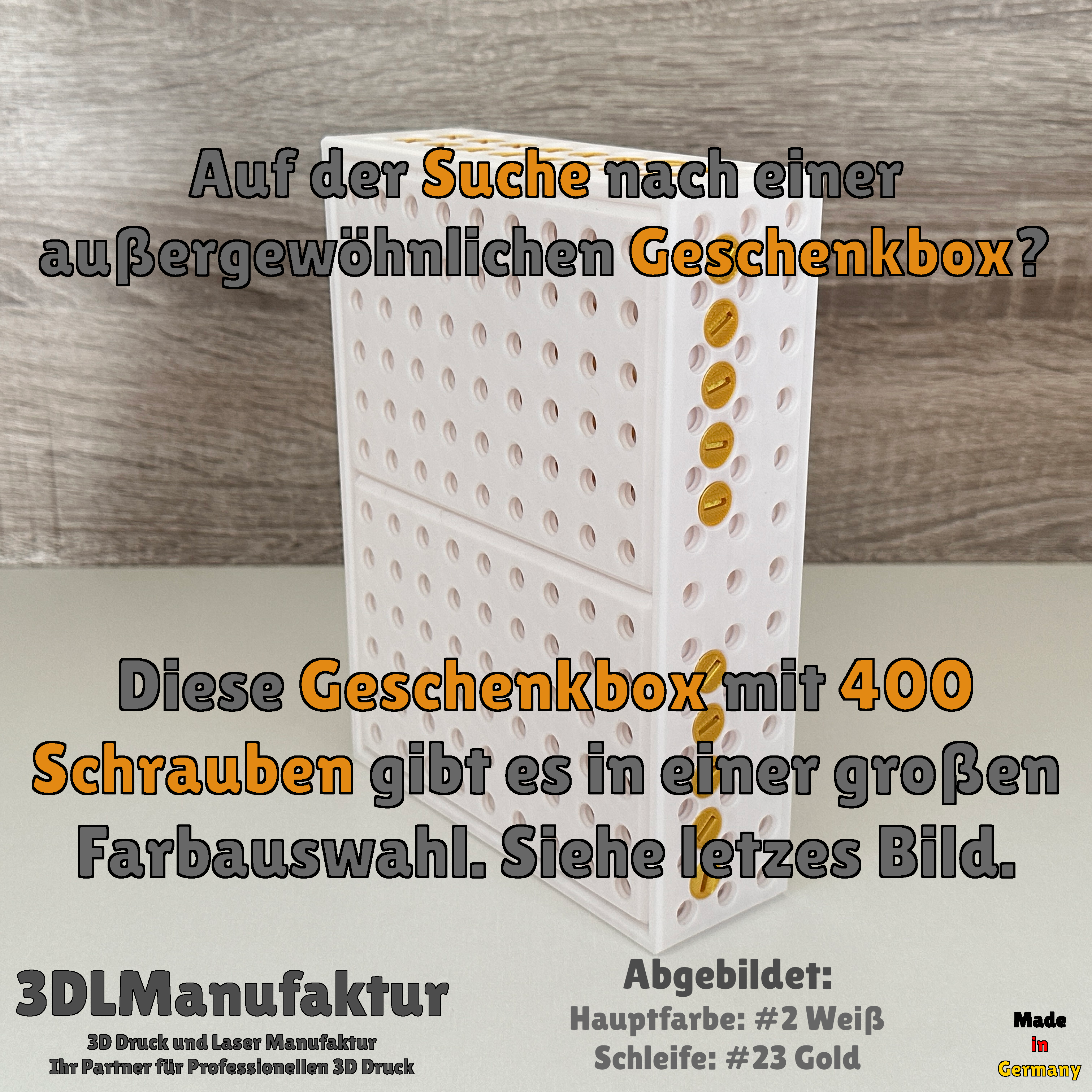 400 Schrauben Geschenkbox - Fertig zum Befüllen, Unterhaltung beim Auseinanderschrauben, Kreatives Handwerker Geschenk