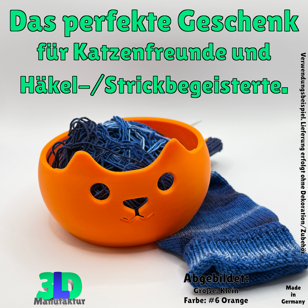 Ab 15,95 Euro | Katzengarnschale mit Knickohr - Strickkatze, Garnhalter für Wolle, Handarbeit Zubehör, Geschenk für Katzenfreunde