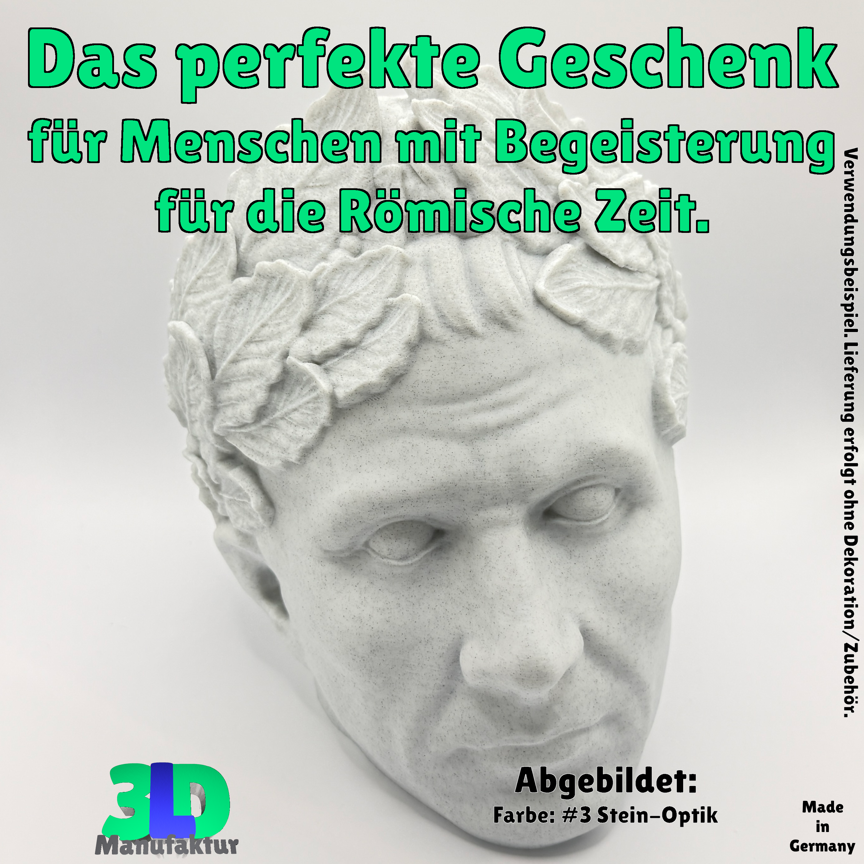 Julius Cäsar Kopfhörerständer – Römische Büste Design Headphone Stand | Schreibtisch Deko Geschenk Idee