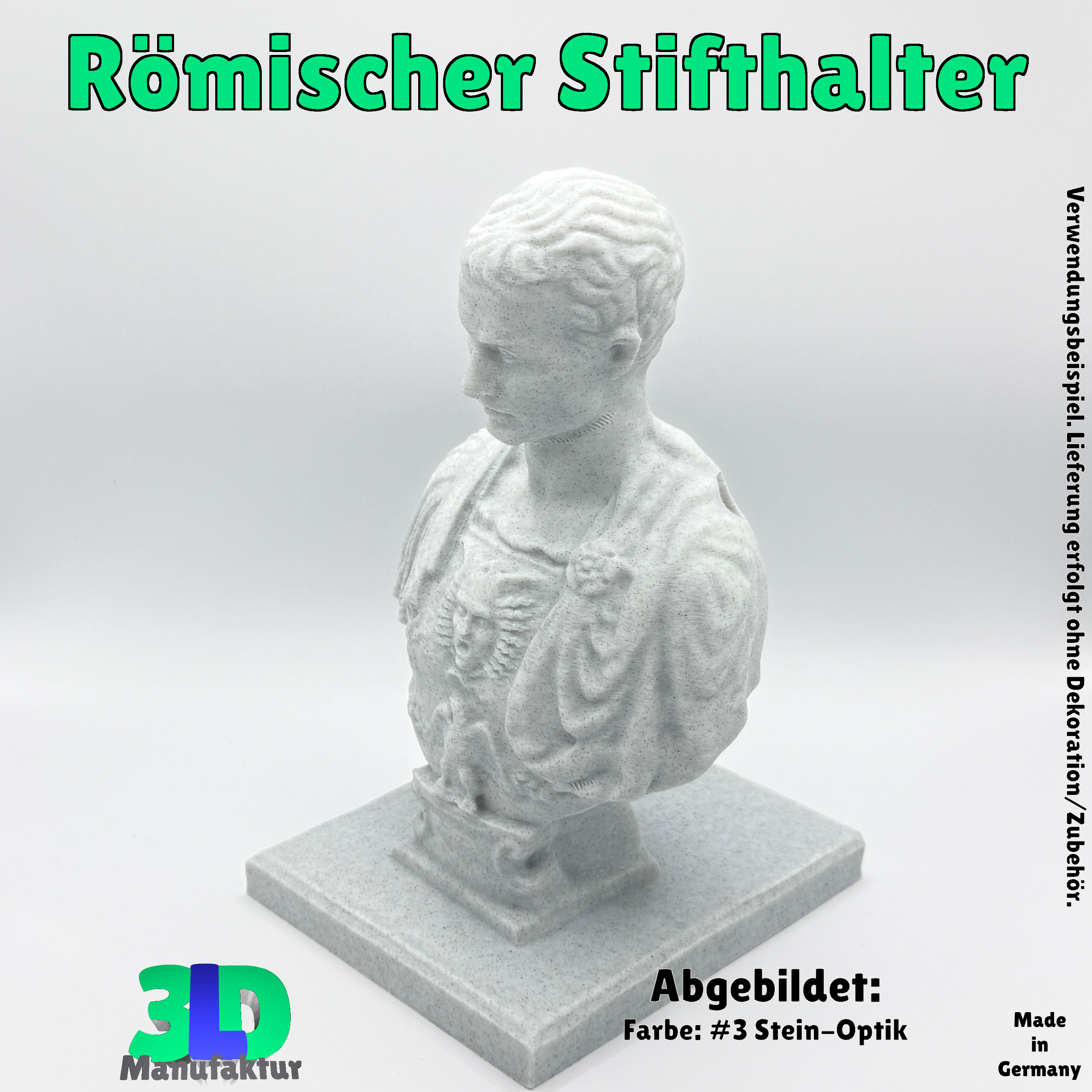 Julius Cäsar - Augustus - Stiftehalter - Büste im antiken Design, Schreibtisch Organizer, Stifte Halter, Geschenkidee