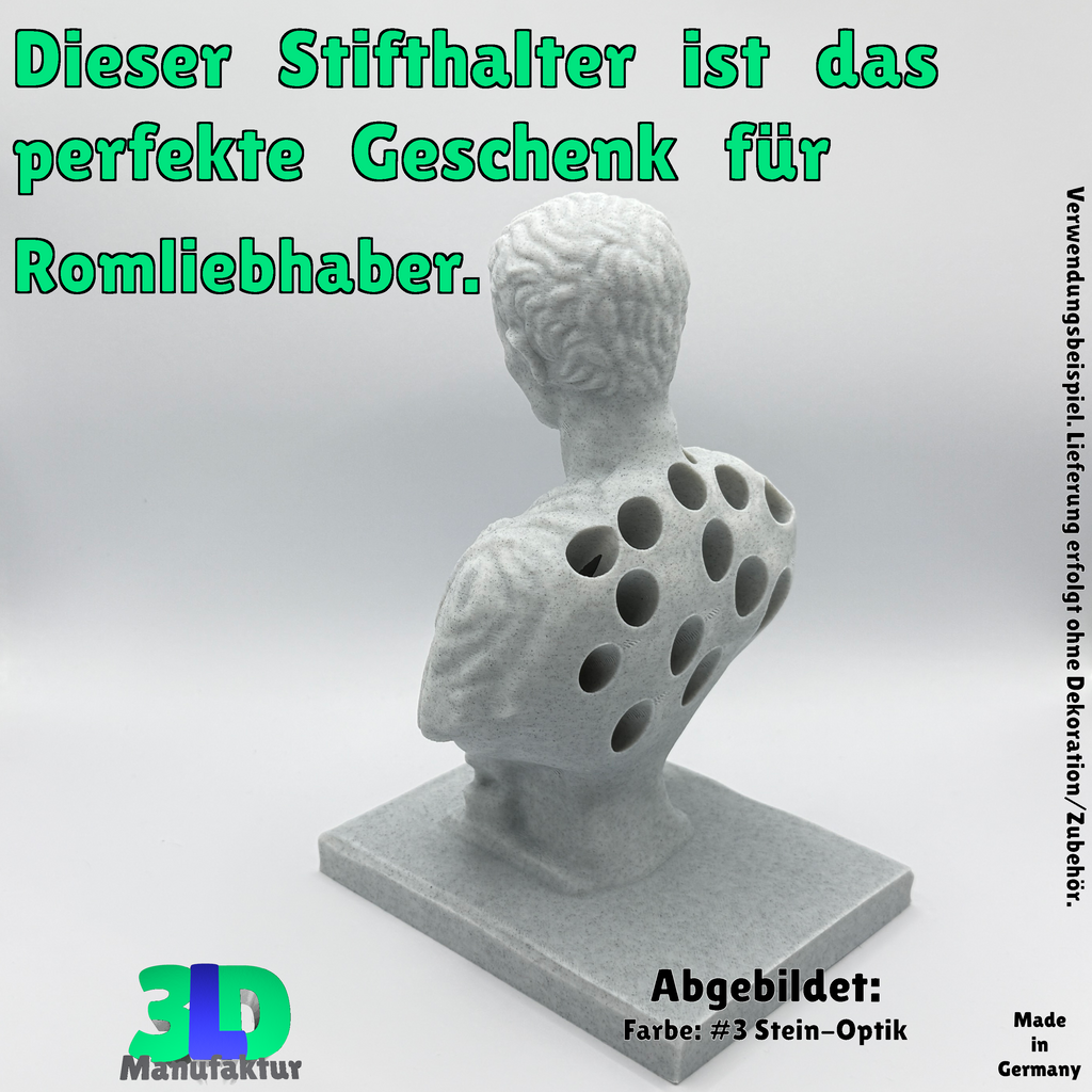 Julius Cäsar - Augustus - Stiftehalter - Büste im antiken Design, Schreibtisch Organizer, Stifte Halter, Geschenkidee