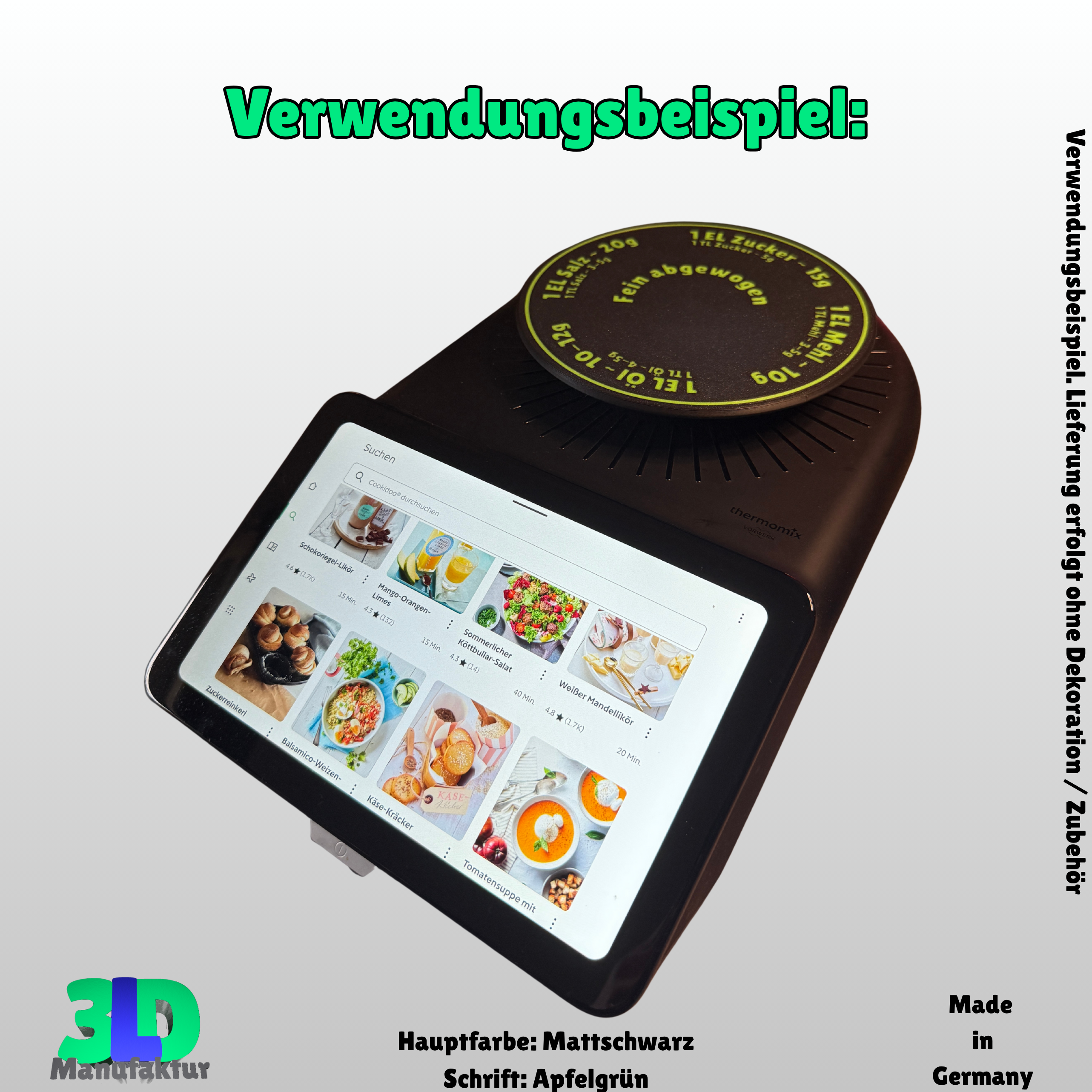 Thermomix TM7 Waagenaufsatz – Zubehör zum Wiegen ohne Topf – 3D-Druck Platte – Küchenhelfer – Geschenk für Thermomix-Fans und Kochliebhaber