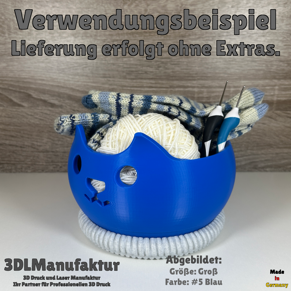 Ab 24,95 Euro | Katzengarnschale mit Knickohr extra Schwer Strickkatze, Garnhalter für Wolle, Handarbeit Zubehör, Geschenk für Katzenfreunde