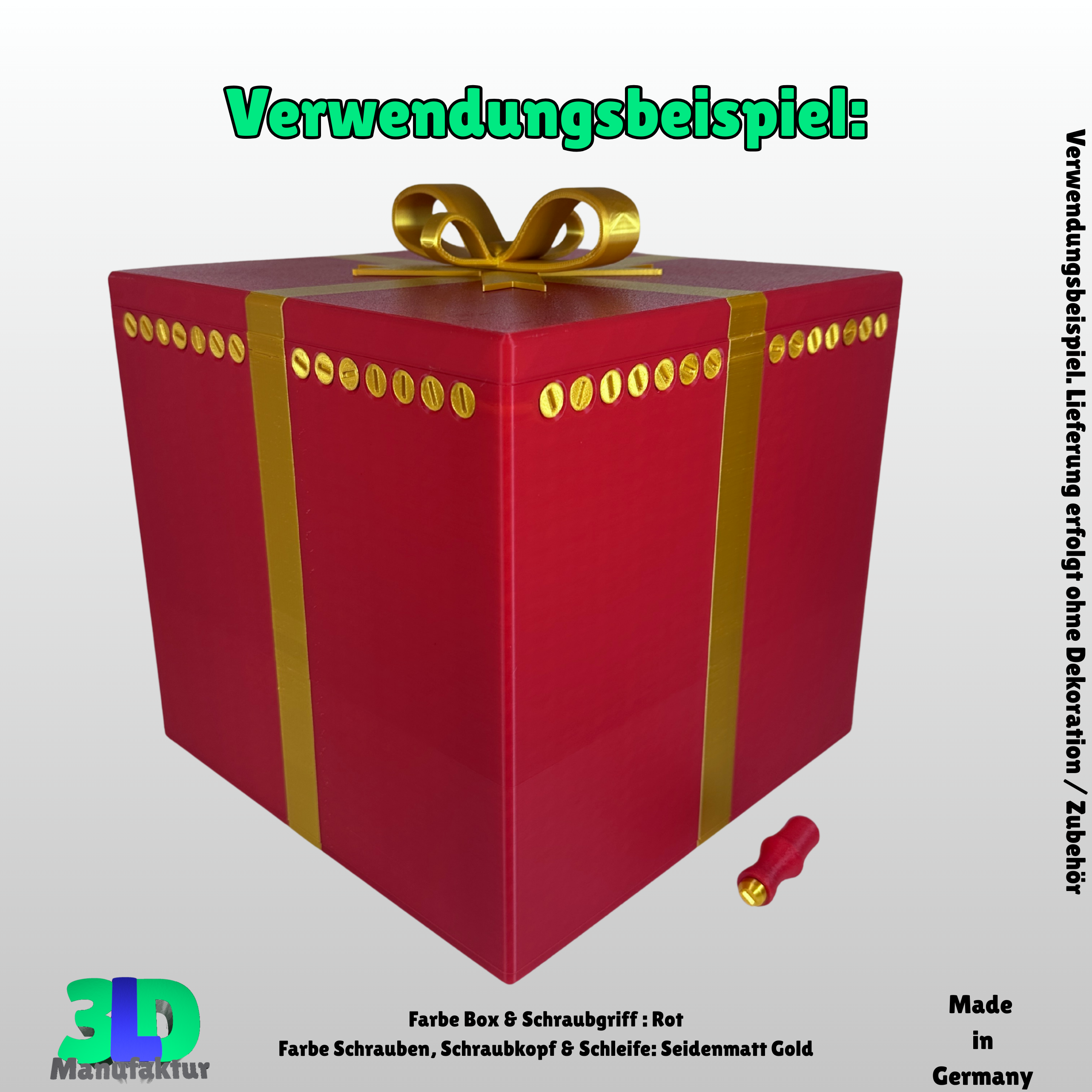 Ab 42,95 Euro | Geschenkbox Große Überraschung mit Drehverschluss und 56 Schrauben - Verriegelbare Aufbewahrungsbox, Schmuckbox & Geschenkverpackung