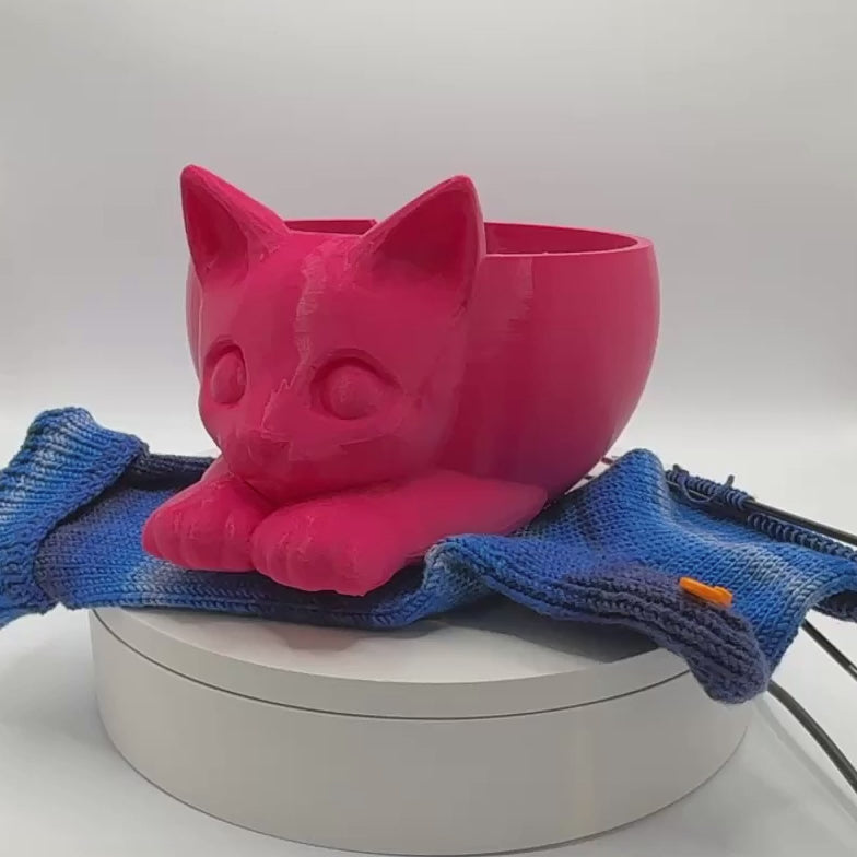 Ab 17,95 Euro | Katzengarnschale mit Katzengesicht - Wolle Schale für Stricken & Häkeln, Dekoration und Geschenkidee für Katzenliebhaber